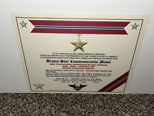 BRONZE STAR MEDAL COMMEMORATIVE MEDAL CERTIFICATE ~ W/PRINTING T-1 picture