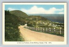 Quebec Canada, Gaspe, Scenic Hilltop Valley View Vintage Souvenir Postcard picture
