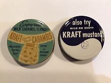 Vintage 2 Pc Lot Of Tin Litho Kraft Advertising Lids / Tops picture