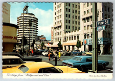 c1980s Greetings Hollywood and Vine Street Intersection Vintage Postcard picture