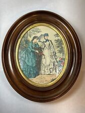 Antique Victorian Framed Oval French Fashion Print Paris Le Mode Illustree picture