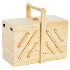 Wood Sewing Box Organizer with 3 Tier Drawers for Craft Tools, 12.6x5.9x8.3 In picture