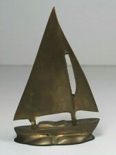 Vintage Solid Brass Sailboat Sculpture Large Nautical Modern Mid Century  picture