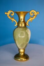 Vintage Onyx Of Pakistan Brass Gold Green Colored Vase - With Original Label picture