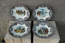 4 Napoleon army soldier battle Scene Porcelain BOCH marked plates  picture