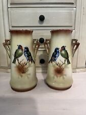 Antique 1920s Art Deco Czech Vases with Birds Motif picture
