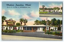 c1940 Modern Travelers Motel Exterior Building Savannah Georgia Vintage Postcard picture