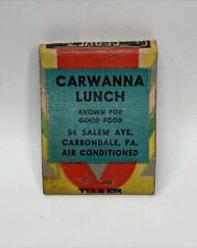 Carwana Lunch Carbondale PA 'Known For Good Food' Vintage Matchbook Cover picture