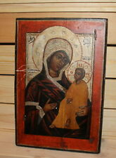 Vintage hand painted Orthodox icon Virgin Mary Christ child picture