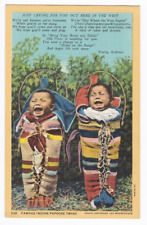 Vintage Postcard Famous Indian Papoose Twins Linen Unposted ~Pa329 picture