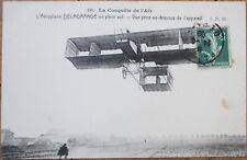 French Aviation 1909 Postcard, Airplane Biplane Delegrange Flying Overhead picture