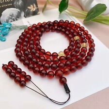 8mm Natural Red Blood Amber Crystal Round 108 Prayer Beads Bracelet Certificate picture