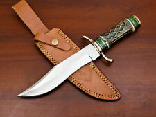 CUSTOM HAND MADE D2 BLADE STEEL BOWIE HUNTING KNIFE-ENGRAVED BONE/WOOD - HB-4054 picture