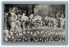 c1940 View Centennial Park Tulip Festival Children Holland Michigan MI Postcard picture