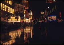 New York City Street Scene Signs Night 35mm Slide 1950s Red Border Kodachrome picture