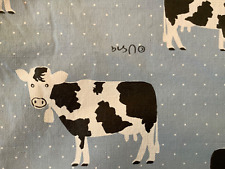 VINTAGE Vera Newmann rectangular VINYL tablecloth MOO COWS flannel backed 52X68
