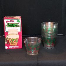 Vintage 1981 Hefty Christmas Holiday Tumblers Original Box 19 Plastic Cups picture