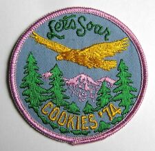 Vintage Girl Scout 1974 COOKIE SALE PATCH-LET'S SOAR Bird Eagle Mountains Badge picture
