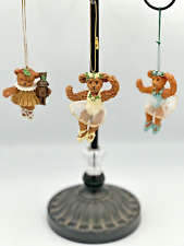 Vintage Lot of 3 Resin Ballerina Teddy Bears Christmas Ornaments 3