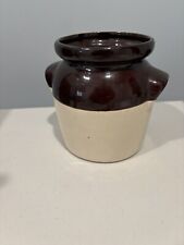 Vintage Stoneware Crock Bean Pot Brown And Cream Color Great Shape  picture