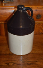 Vintage RCP Co Primitive Stoneware Pottery Moonshine Jug Pitcher Handle 12