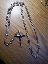 Vintage Christian  Rosary Clear Heavy  Crystal & silver Italy 22