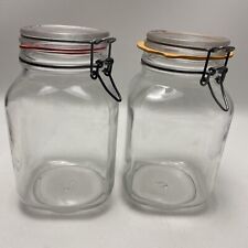 Vintage Lot 2 Fidenza Idee In Vetro Collectors Glass Jars Size 2 Made In Italy picture