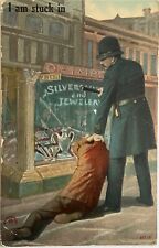 Police Arresting Man Billy Stick Jewelry Store Antique Vintage Postcard c1910 picture