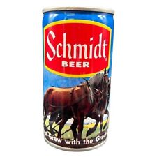 Schmidt Empty Beer Can 12oz Crimped Steel Draft Horses Farmer Plow Scene picture
