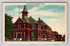 Biddeford ME-Maine, High School Building, Antique Vintage Souvenir Postcard picture
