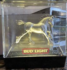 Budweiser Bud Light Vintage 1980s Clydesdale Silver Horse  Acrylic Bar Light picture