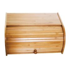 Bamboo Bread Box Wooden Storage Basket Holder Vintage Large Capacity Roll Top picture