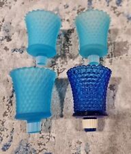 4 Vintage Homco Votive Holders 3 Blue Frosted Glass Diamond 1 Blue Hobnail picture
