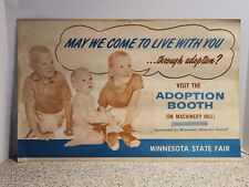 RARE Vintage Minnesota State Fair CHILD BABY ADOPTION BOOTH Avertising Wall SIGN picture