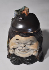 Antique Japanese Sumida Gawa Pottery Art Drip Glaze Humidor/Canister 19/20th picture