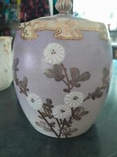 Antique Japanese Ginger/biscuit/tea Jar Lavender Has Flaws Marking Under Lid picture