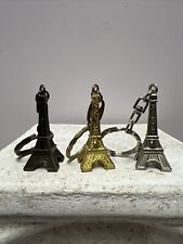 Eiffel Tower Metal Keychains- Gold,Silver & Bronze Tone Lot Of 3 picture