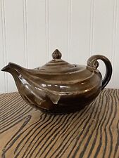 Vintage Occupied Japan Aladdin Lamp Style Teapot Brown Drip Glaze Pottery picture