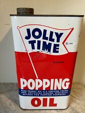 Vintage JOLLY TIME POPPING OIL METAL CAN Red White & Blue 1 Gallon Can Look picture
