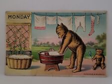 Postcard Teddy Bears Days of the Week Monday Laundry W.S. Heal Embossed c1907 picture