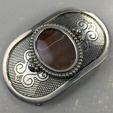 Western Vintage  Real or Faux Layered Brown Stone Centerpiece Belt Buckle  picture