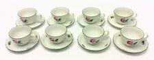 16 Piece Set of Austria Wien Green Holly Design Rose Pattern Teacups Saucers picture