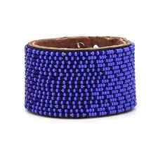 Large Dark Blue and Ocean Blue Ombre Leather Cuff picture