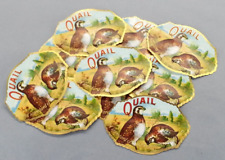10 Vintage New Old Stock QUAIL Original Oval Cigar Box Label Embossed Bird picture