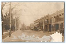 1911 Street View Trolley Car Scene Michigan City Indiana IN RPPC Photo Postcard picture