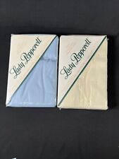 2X Vintage NEW NOS Lady Pepperell Standard Pillowcases Antique White Cream BLUE picture