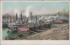 Steamboats Along The Levee Cincinnati Ohio Unposted Detroit Pub. Postcard picture