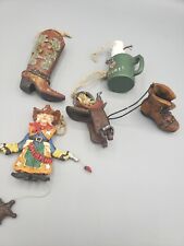 Western Cowboy Marshall Boot Saddle S'Mores Camp Old West Pull String Ornament picture