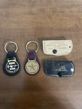 Lot Of 4 Vintage Leather Car Keychain Vintage Ring Fob Dealership Advertising picture