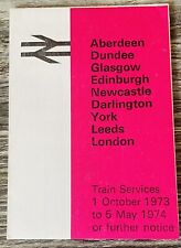 British Rail Timetable Leaflet Aberdeen/Edinburgh - London 1973-1974 picture